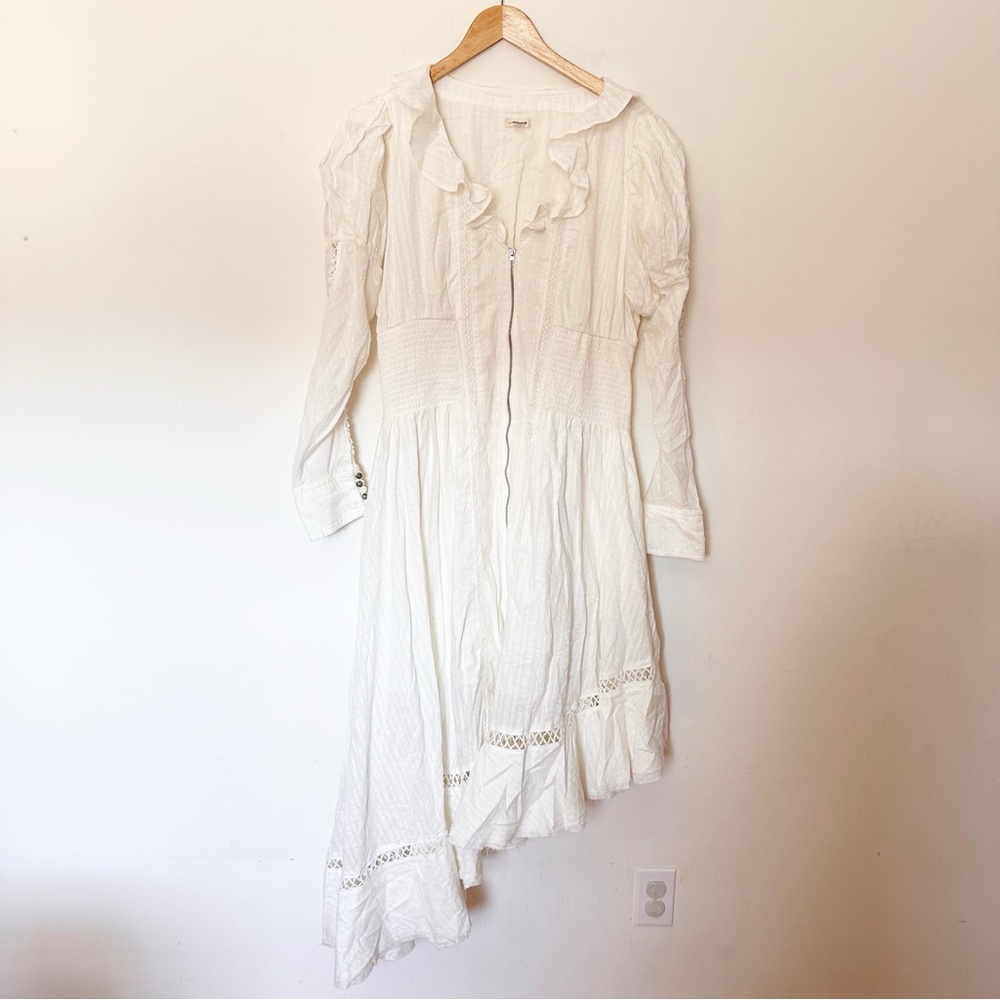 Anthropologie Pilcro Long-Sleeve Asymmetrical Ruffled V-Neck Midi Dress - Picture 5 of 8